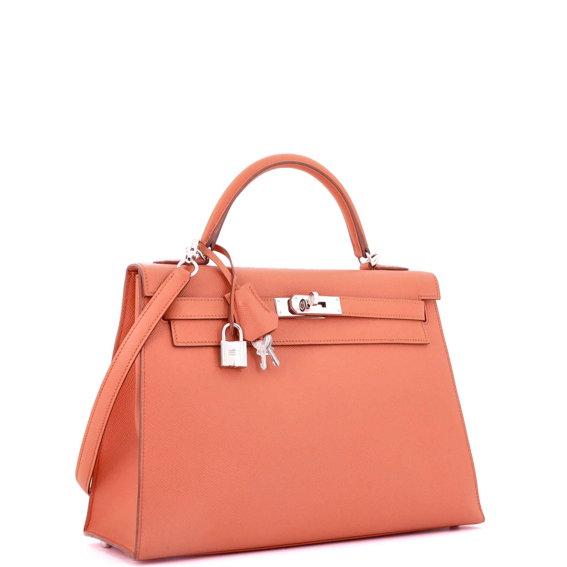 Pre-Owned Hermes Kelly Handbag Pink Epsom with Palladium Hardware 32, Alternate, color, Flamingo