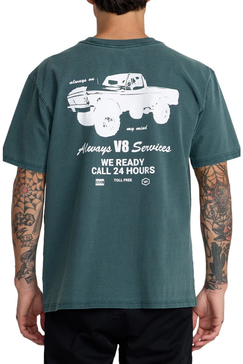V8 Loose Fit Cotton Graphic T-Shirt, Alternate, color, HUNTER GREEN