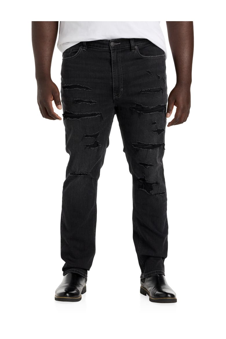 Big & Tall Rip and Repair Tapered-Fit Black Jeans, Main, color, RIPPED ASPHALT