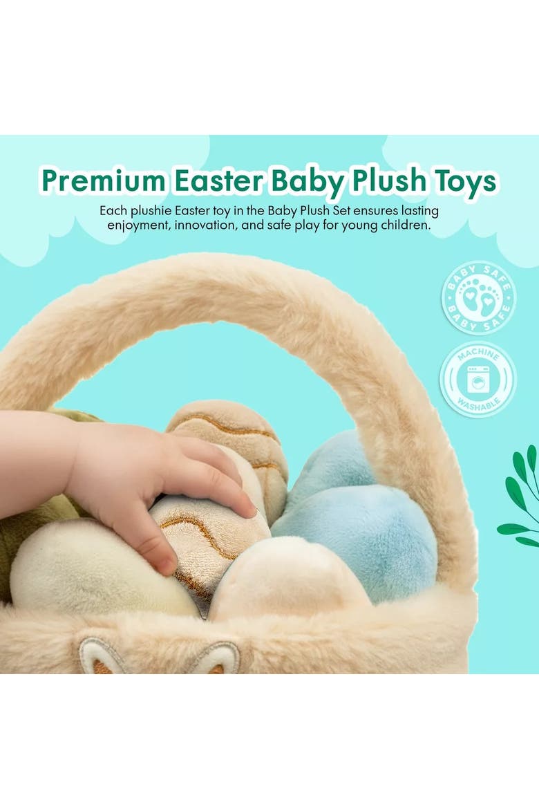 Easter Plush Egg Basket Toy Set with Bunny Design 11-Piece, Alternate, color, Multicolor