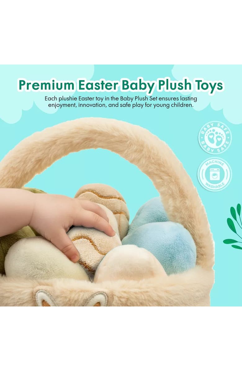 Sperric Easter Plush Egg Basket Toy Set with Bunny Design 11-Piece, Alternate, color,