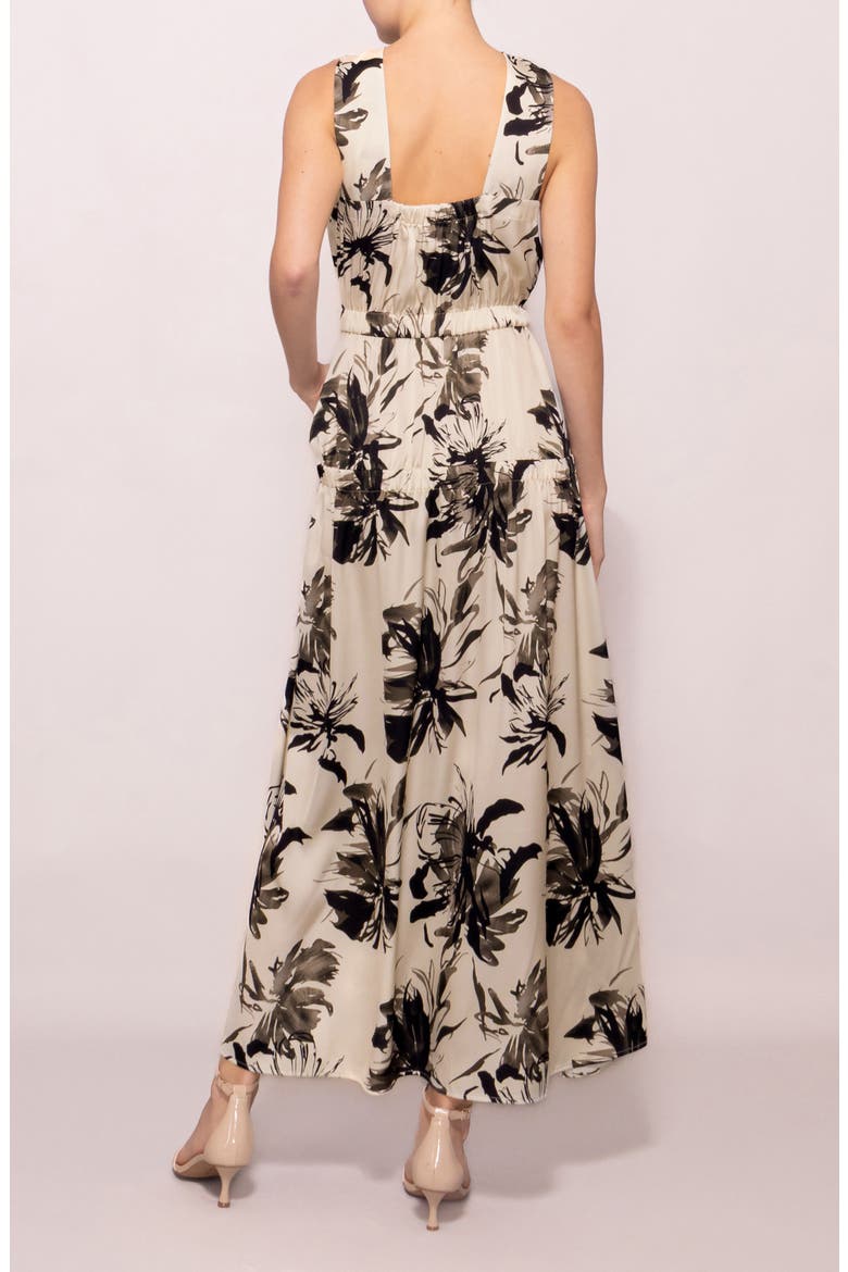 Floral Print Maxi Dress, Alternate, color, WHITE BLACK FLORAL