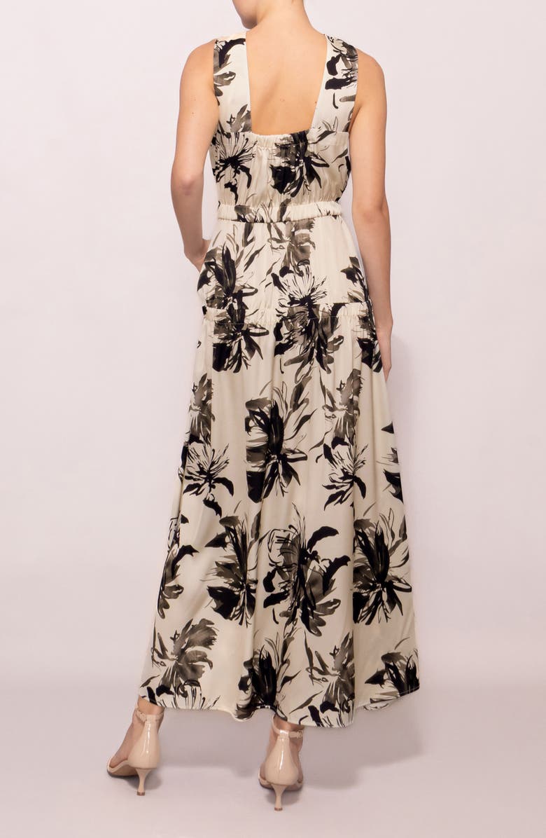 MELLODAY Floral Print Maxi Dress, Alternate, color, White Black Floral