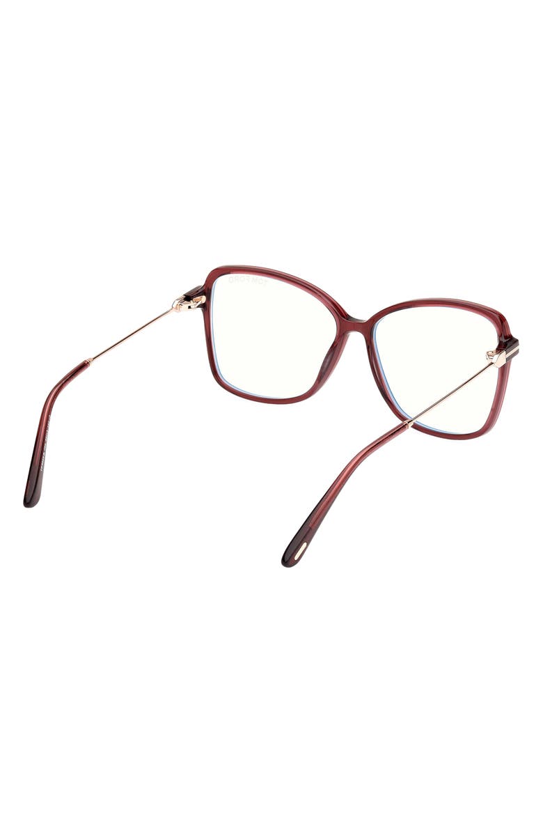 TOM FORD 53mm Butterfly Blue Light Blocking Glasses, Alternate, color, Wine Rose Gold / T Logo