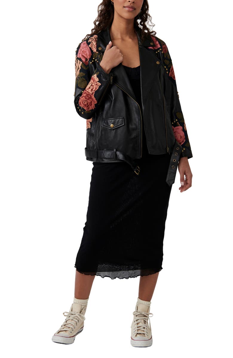 Free People Rebel Rose Moto Jacket, Alternate, color,