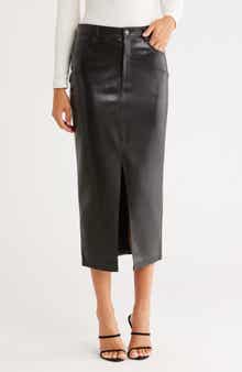 Cinq à Sept Tana Faux Leather Midi Skirt