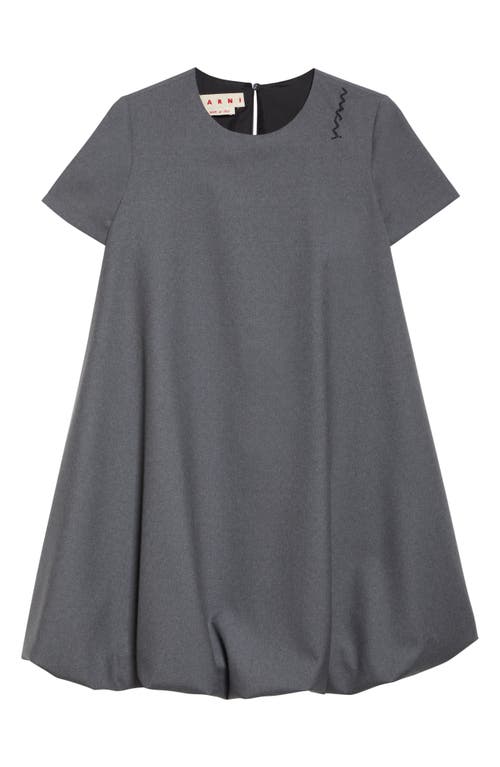 Marni Bubble Hem Virgin Wool Minidress In Graphite/black