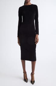 Balmain Ribbed Velvet Open Back Maxi Dress