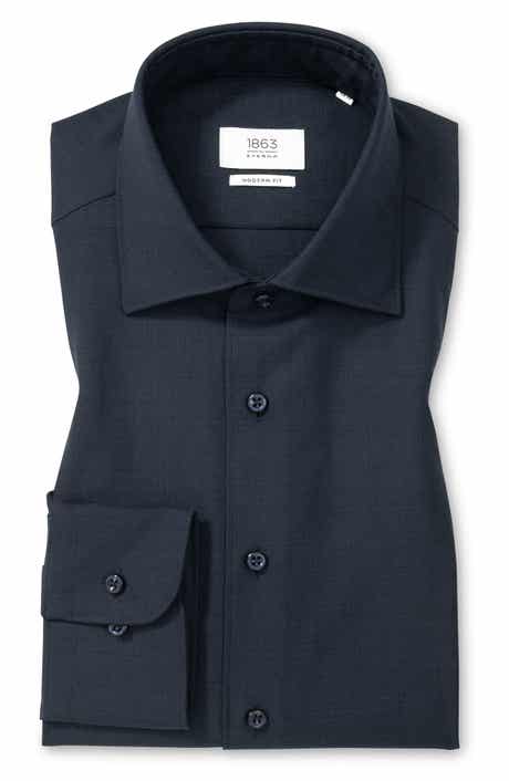 Eterna Modern Fit Merino Wool Button Front Shirt