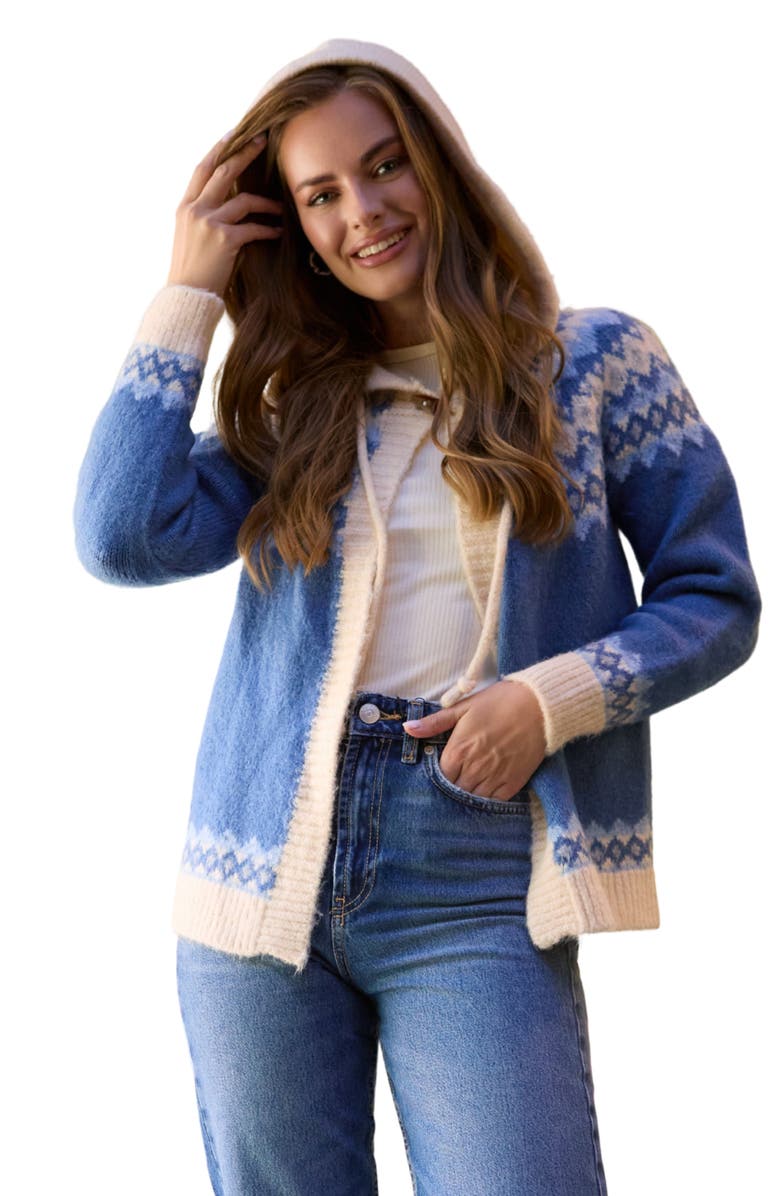SAACHI Fait Isle Hooded Cardigan, Alternate, color, Blue