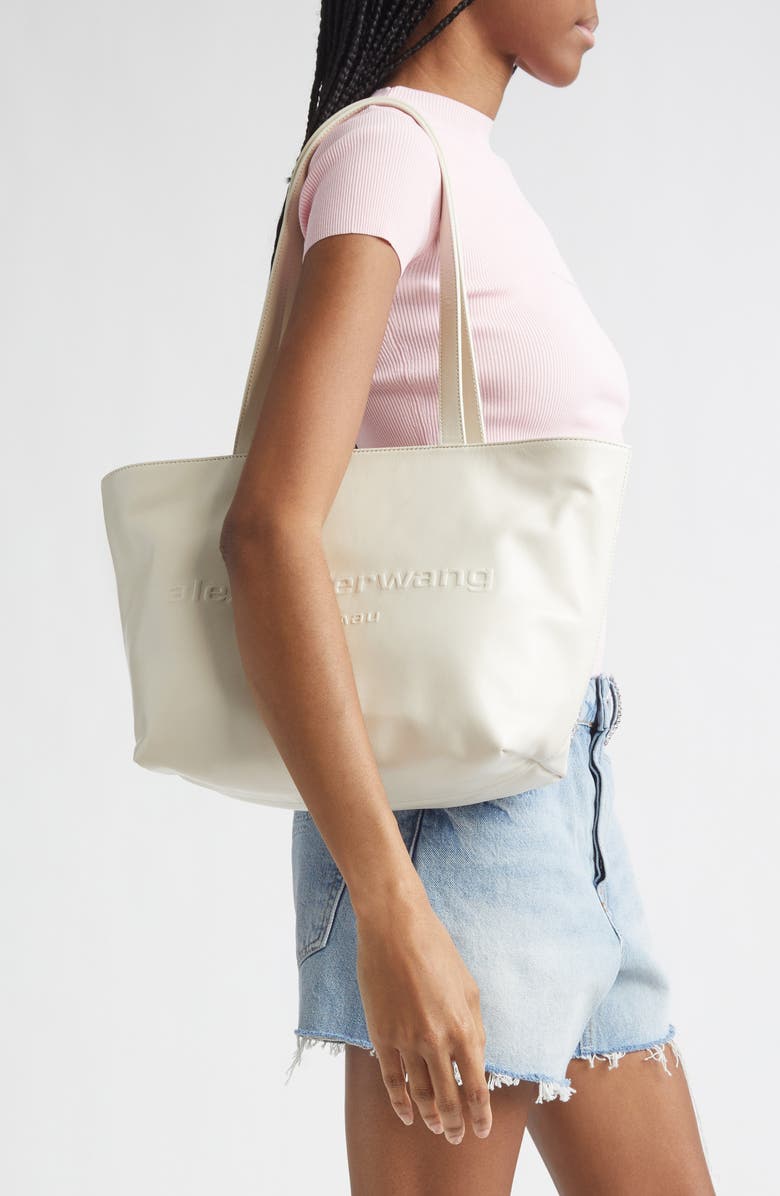 Alexander Wang Medium Punch Leather Tote Bag, Alternate, color, Vanilla