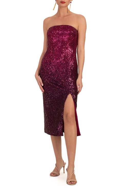 Stella Strapless Ombré Sequin Cocktail Dress