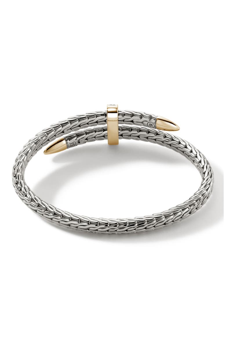 Spear Flex Cuff, Diamonds, 5.5mm, Alternate, color, STERLING SILVER/YELLOW GOLD