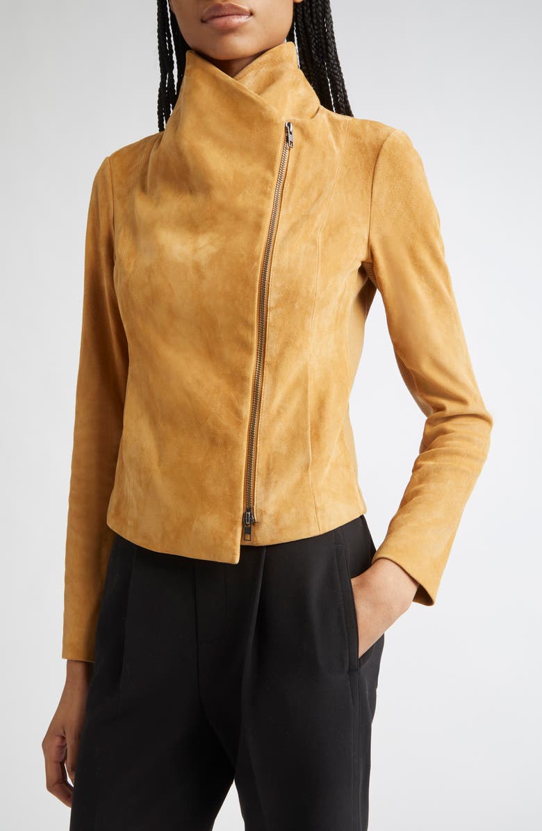 Vince Suede Scuba Jacket, Alternate, color, Saddle