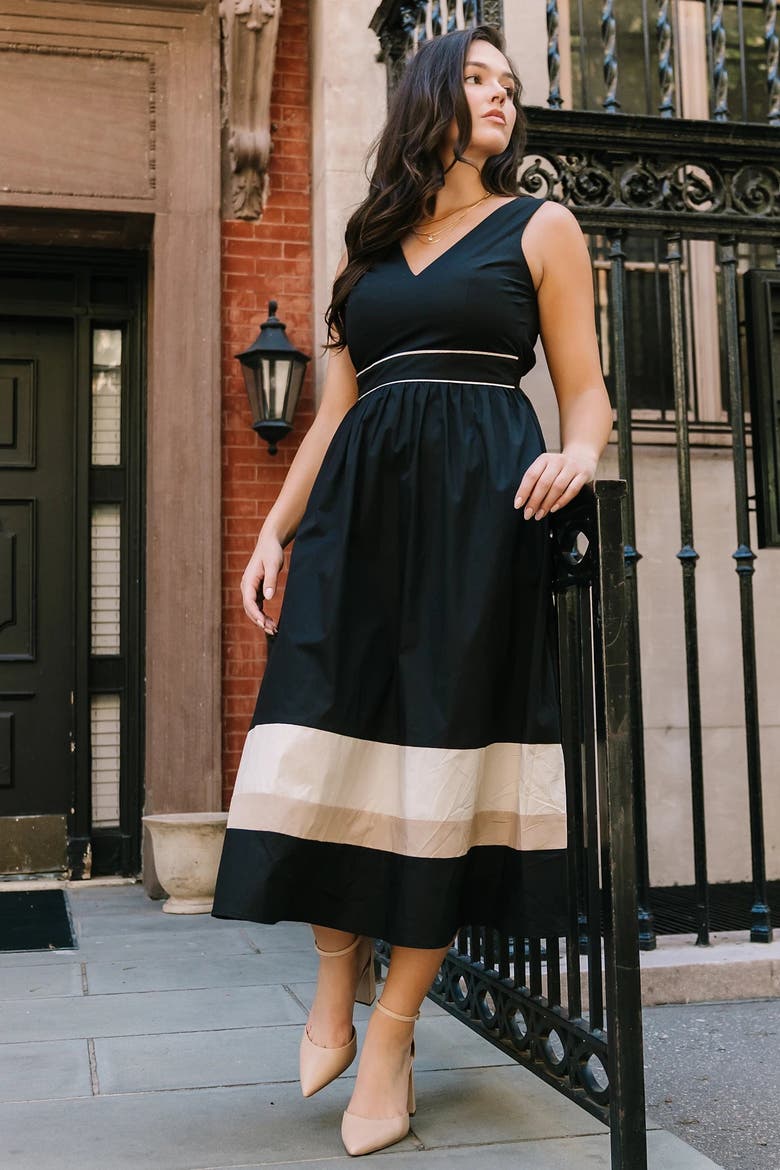 Oxford Midi Dress, Alternate, color, Black