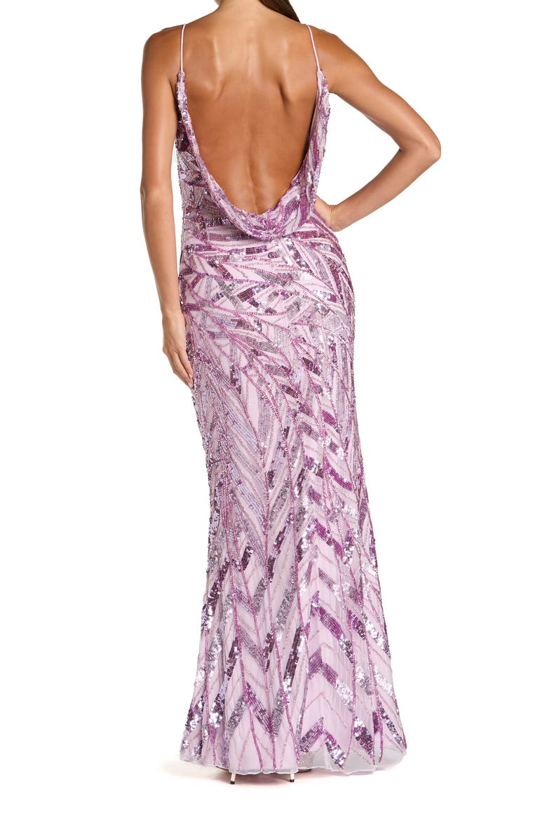Sleeveless Cowl Back Embellished Gown, Alternate, color, Lilac