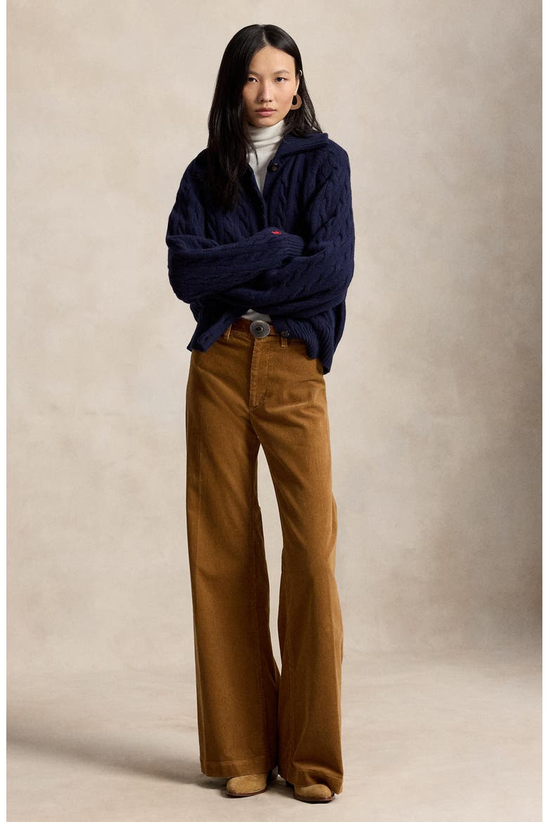 Stretch Cotton Corduroy Wide Leg Pants, Alternate, color, CLAY TAN