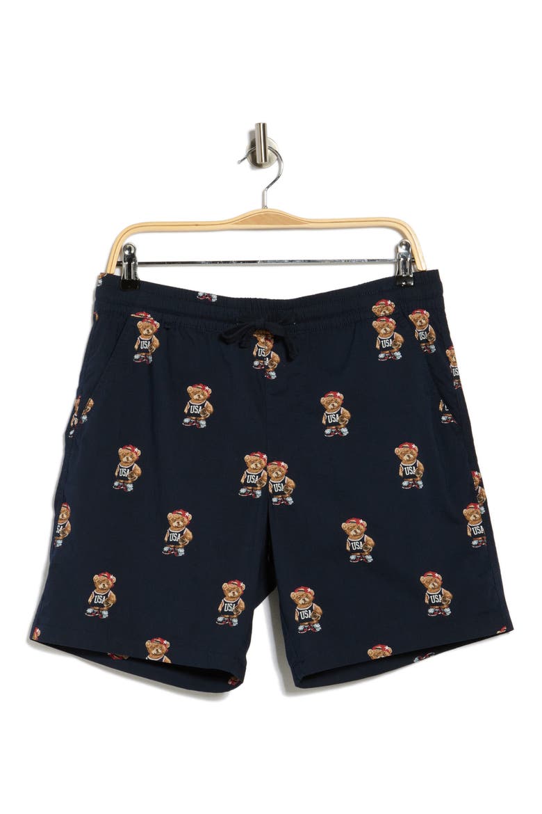 Americana Cotton Drawstring Shorts, Alternate, color, NAVY