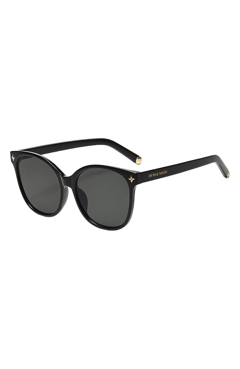 Fifth & Ninth Cara 56mm Polarized Round Sunglasses, Alternate, color, Black