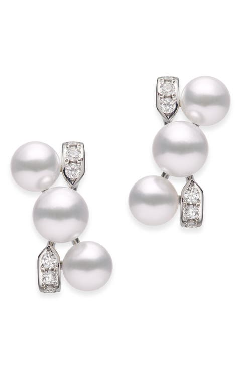 Cluster Cultured Pearl Earrings
