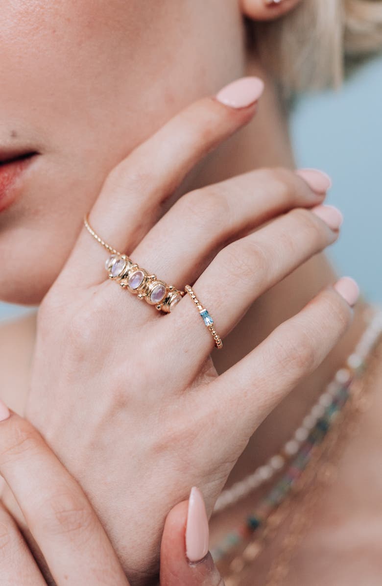 Anzie Dew Drop Blue Topaz Ring, Alternate, color, Yellow Gold/ Blue