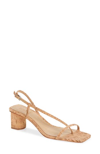 Schutz Heloise Cork Thong Slingback Sandals In Brown