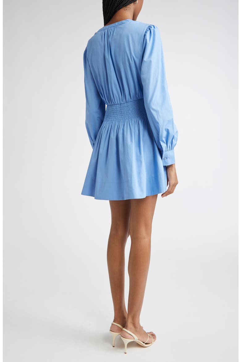 Julianna Pleated Long Sleeve Poplin Minidress, Alternate, color, CORNFLOWER BLUE