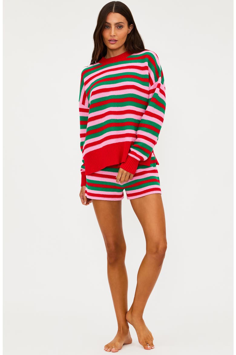 Balboa Stripe Cotton Shorts, Alternate, color, RUBY STRIPE