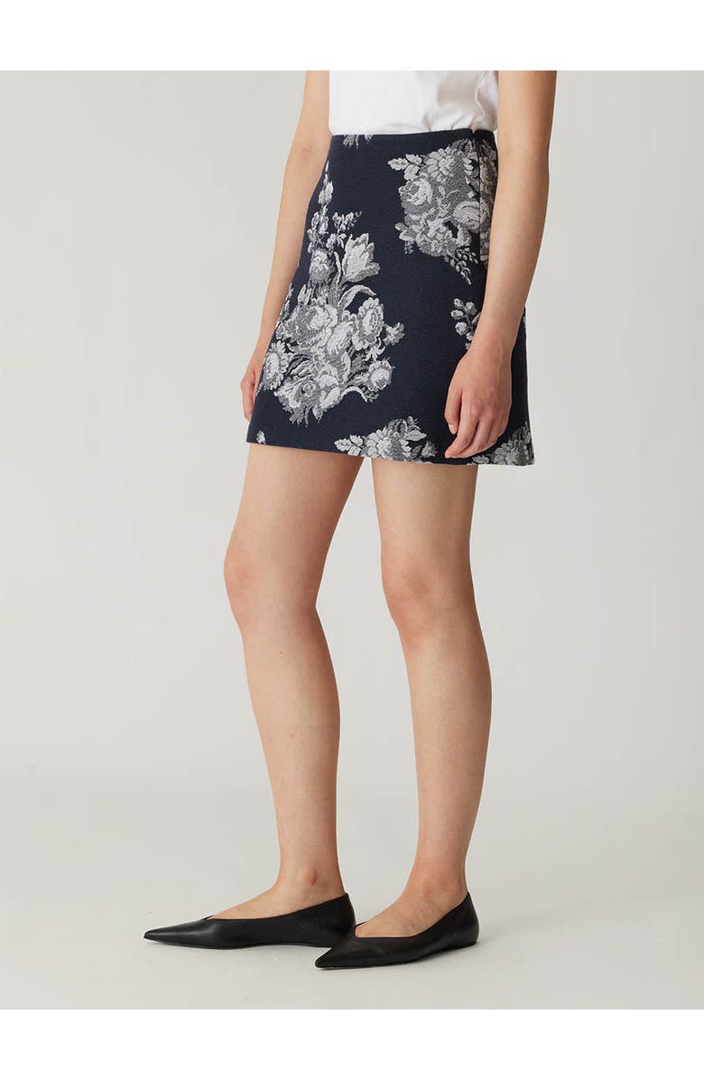 Rebecca Taylor Venice Toile Jacquard Mini Skirt, Alternate, color, Indigo Combo
