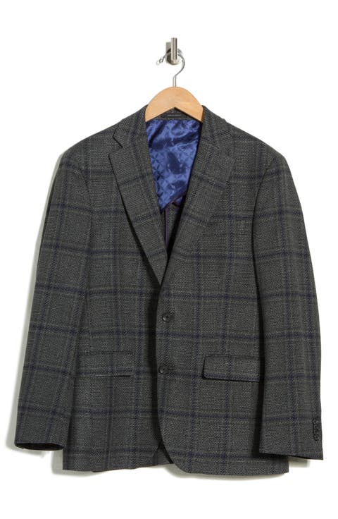 Elex Plaid Wool Blend Sport Coat (Regular, Short & Long)