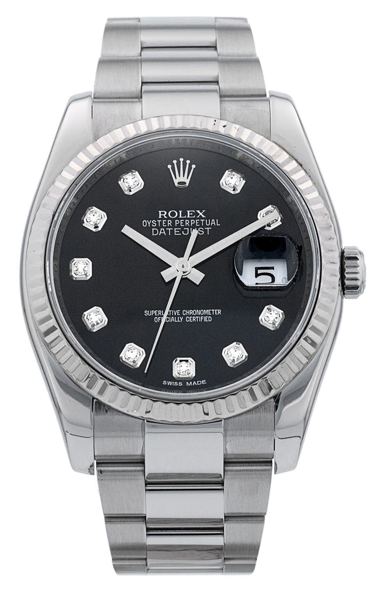 Watchfinder & Co. Rolex Preowned Datejust Diamond Bracelet Watch, 36mm, Main, color,