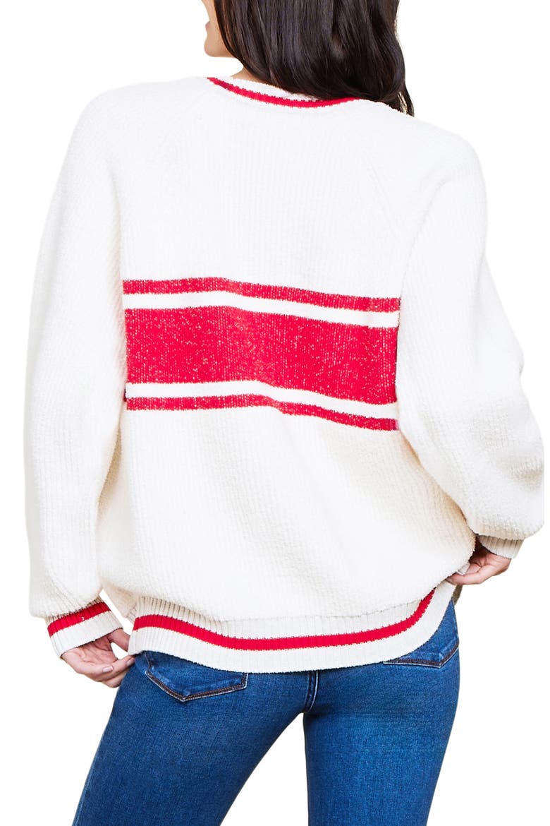 CozyChic® Aprés Ski Sweater, Alternate, color, CREAM/ AMERICANA RED