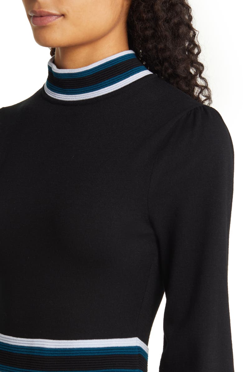 Vince Camuto Mock Neck Long Sleeve Fit & Flare Dress, Alternate, color, 