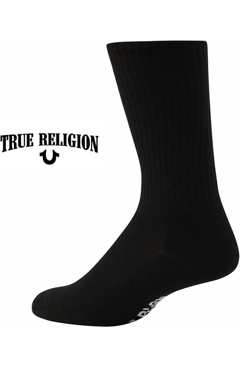 True Religion 8 Pairs Premium Athletic Crew Socks, Alternate, color, Black