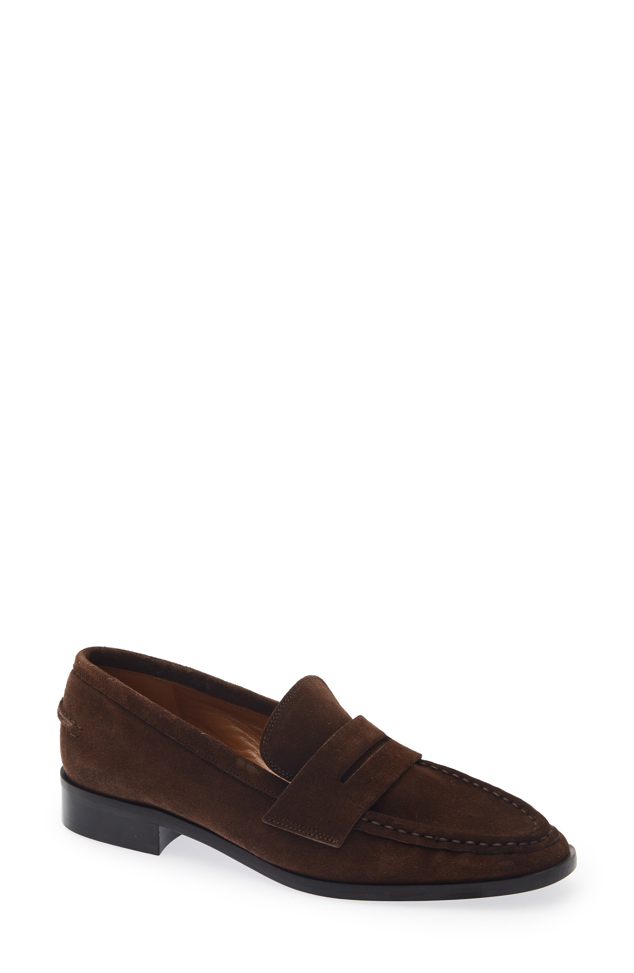 Airola Penny Loafer, Main, color, WALNUT SUEDE