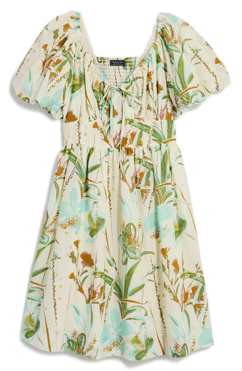 vineyard vines Floral Puff Sleeve Cotton & Silk Minidress, Alternate, color, 