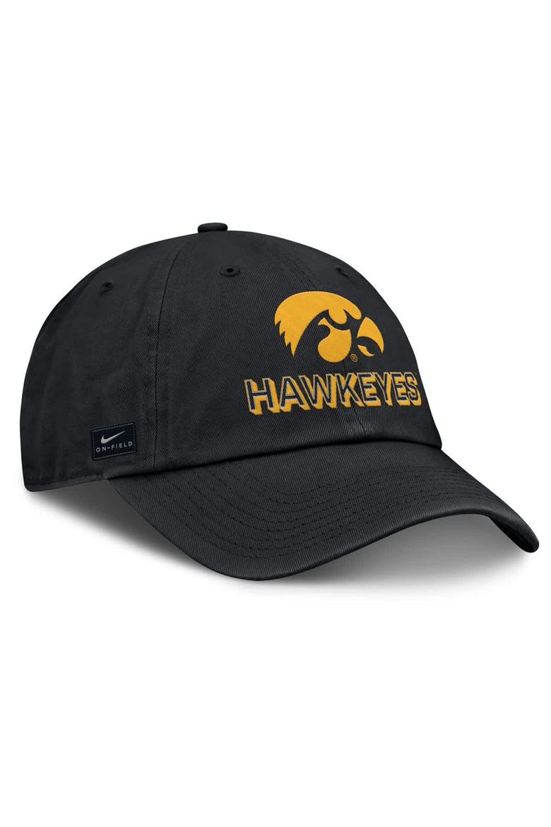 Men's Nike Black Iowa Hawkeyes 2025 On-Field Club Adjustable Hat, Alternate, color, Black