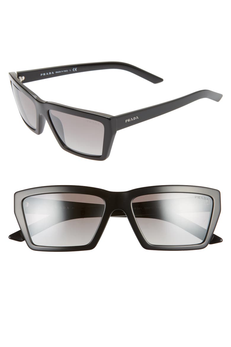 59mm Rectangle Sunglasses, Main, color, BLACK/ SILVER GRAD MIRROR