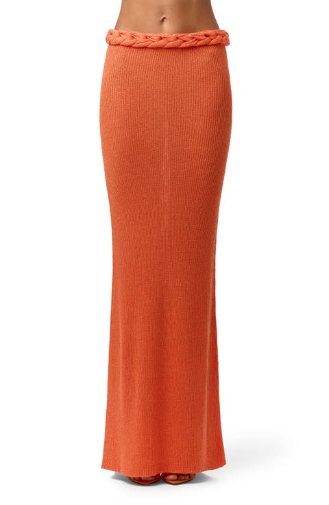 Braided Waist Maxi Sweater Skirt