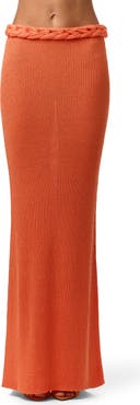 Naked Wardrobe Braided Waist Maxi Sweater Skirt