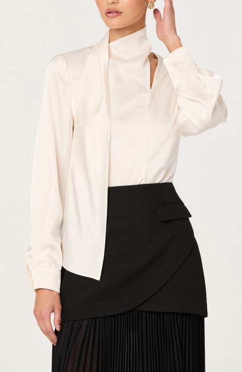 Astr The Label Felista Scarf Neck Long Sleeve Shirt In White