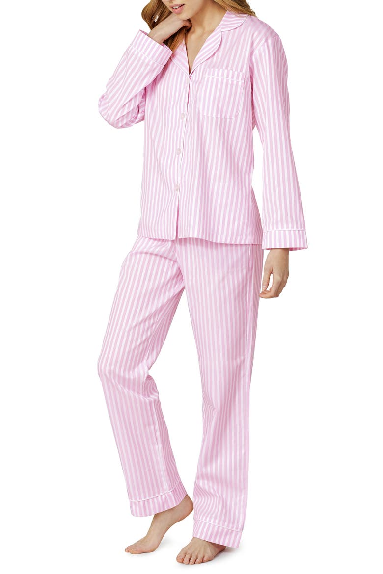 3D Stripe Organic Cotton Sateen Pajamas, Alternate, color, PINK