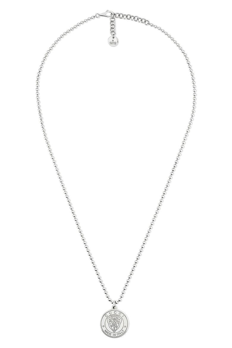 Crest Pendant Necklace, Main, color, SILVER