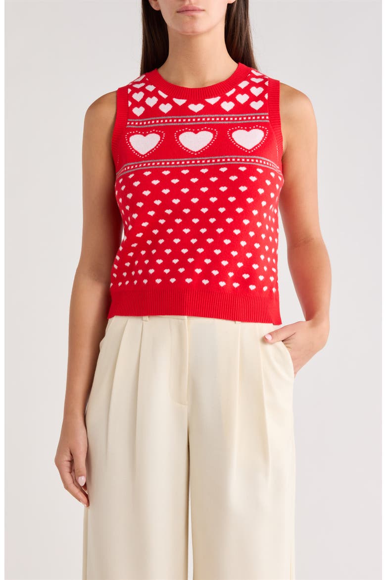 Parisa Heart Sweater Vest, Main, color, RED-WHITE