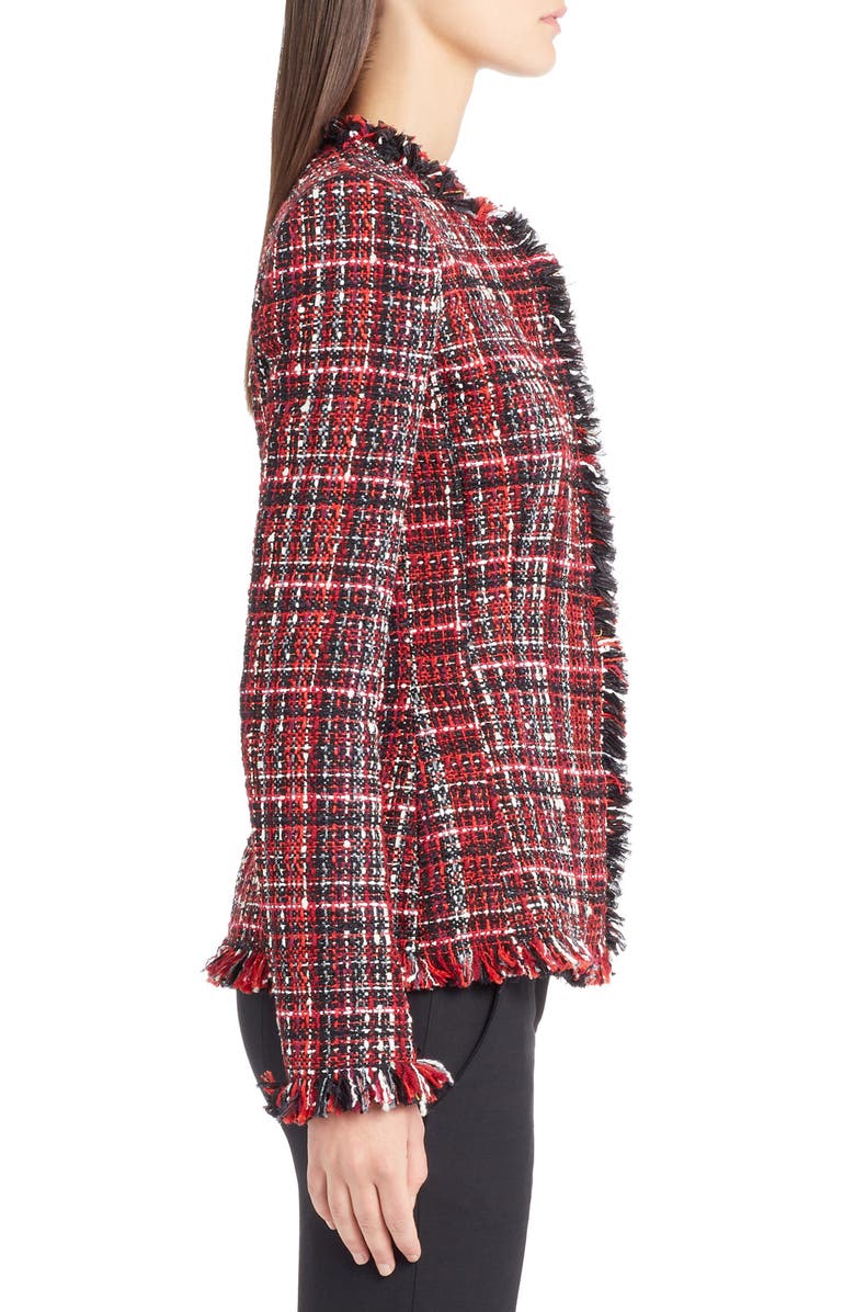 McQueen Alexander McQueen Frayed Artisan Tweed Jacket, Alternate, color, 