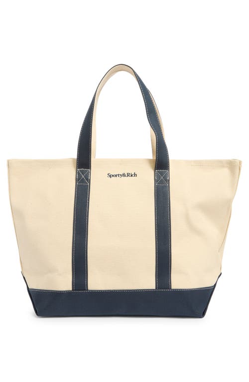 Sporty And Rich Sporty & Rich Eden Crest Colorblock Canvas Tote In Brown