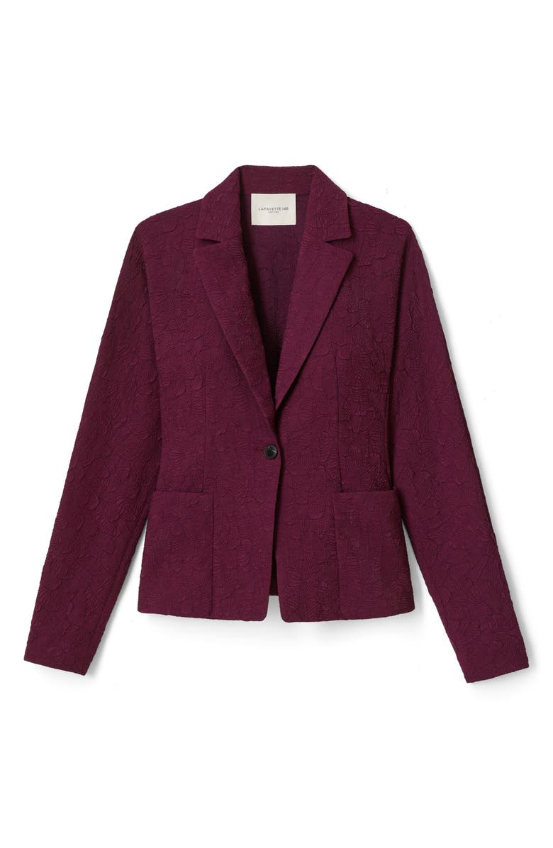 Lafayette 148 New York Matelassé Jacquard Pintuck Back Jacket, Alternate, color, Violet Ash