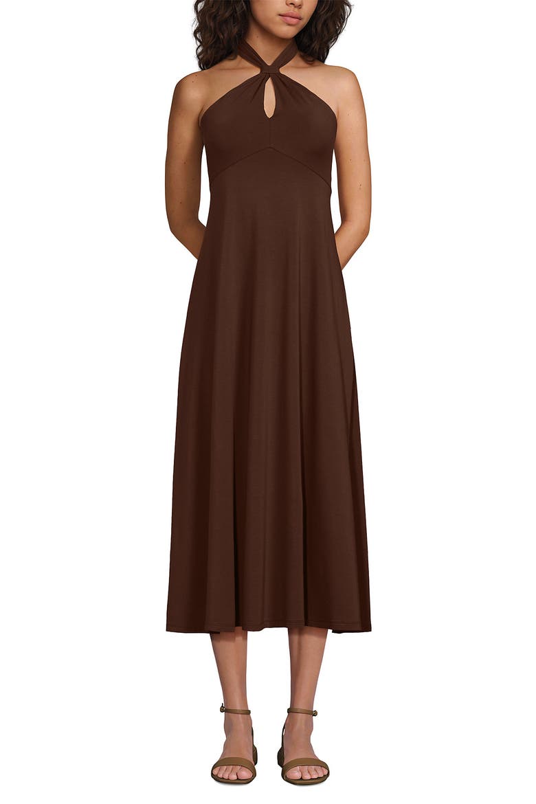 Cotton Modal Halter Midi Dress, Alternate, color, Tree Bark
