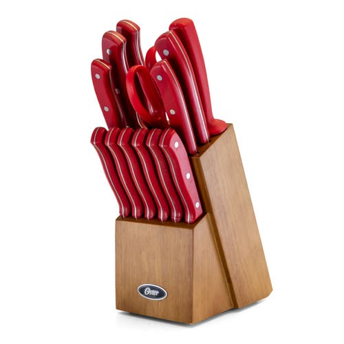 Oster Evansville 14 Piece Stainless Steel Cutlery Set With Handles In Red