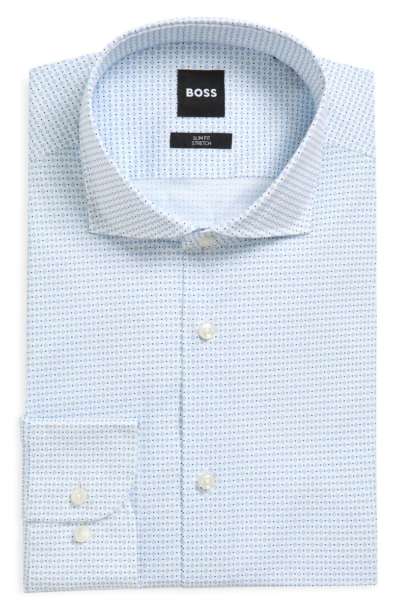 BOSS Hank Kent Slim Fit Stretch Cotton Dress Shirt, Main, color, Light Pastel Blue